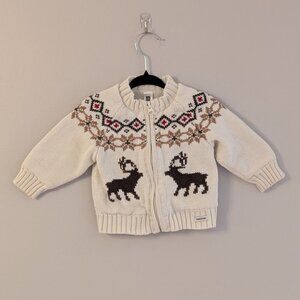 2/$20 💚 babyGap Holiday 2007 Reindeer Fair Isle Zip Sweater | 6-12M